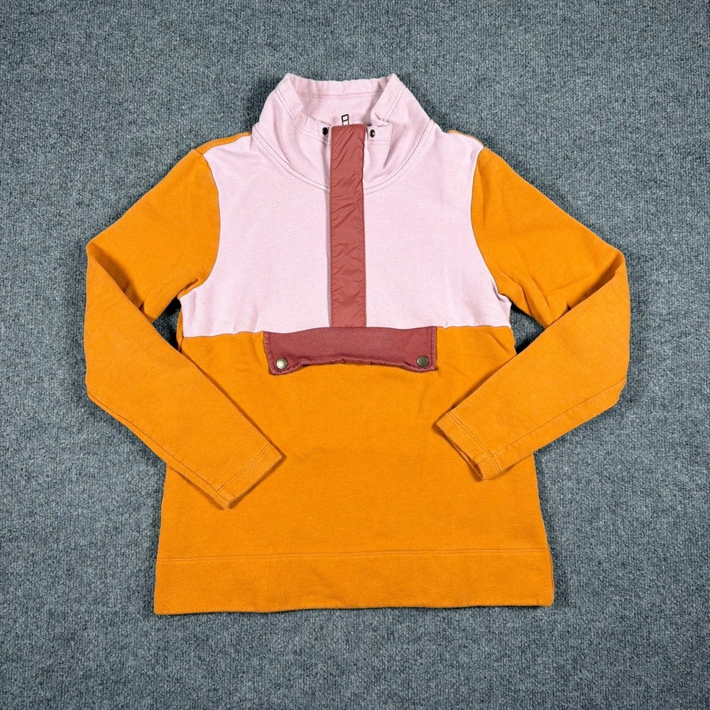 L.L. Bean Signature Anorak Women Medium Orange Pink‎ Colorblock Quarter Zip